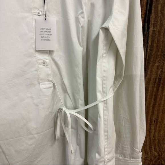 EAVES Bibas Mini Shirt Dress Chalk Cream Button-Up Shirt poplin tie Revolve XS - Picture 6 of 10